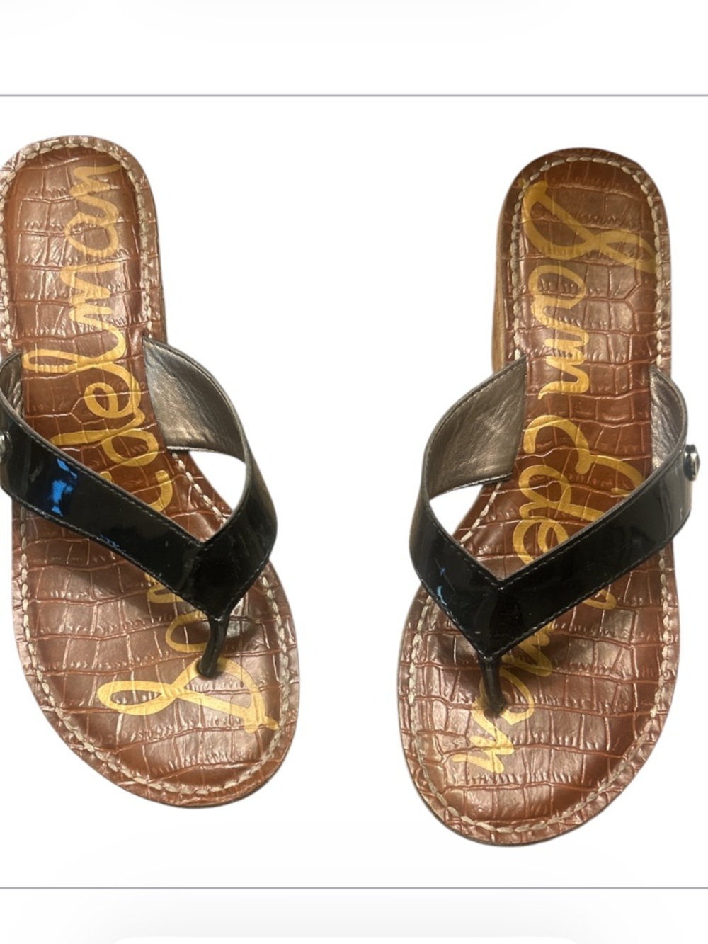 Sam Edelman Romy Metallic Bronze Platform Cork Wedge Thong Sandals Size 7 - Picture 2 of 6